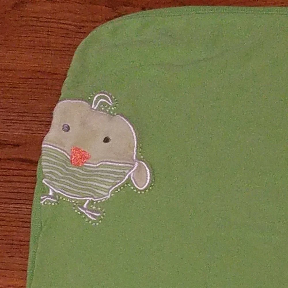 The Children's Place Baby Chick Duck Cotton Blanket Lovey Green White Stripes